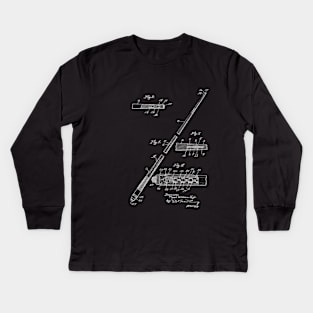 Billiard Cue Vintage Patent Hand Drawing Kids Long Sleeve T-Shirt